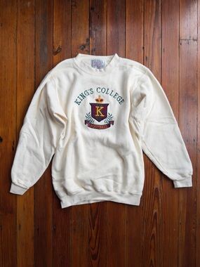 Vintage 90s Santee Hvywt King’s College Football pullover cream sweatshirt